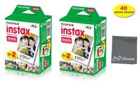 Fujifilm INSTAX Mini Instant Film (White) for Fujifilm Mini 8 & Mini 9 Cameras + Microfiber (40 Sheets)