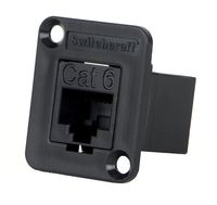 Switchcraft EHRJ45P6 RJ45 CAT6 Feedthru Jack, Unshielded, Plastic Black Housing