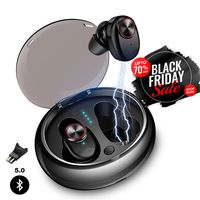 Wireless Earbuds with Latest Bluetooth 5.0 by DH2, Waterproof Sports Airbuds with Portable Charging Case, Noise Cancelling True Wireless Headphones with Mic, Best Gift (Black)