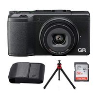 Ricoh GR II Digital Camera (Black) w/Ricoh Leather case & 32GB SD Card (4 Items)