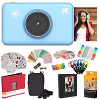 Kodak Mini Shot Instant Camera (Blue) All-in-Bundle + Paper (20 Sheets) + Deluxe Case + Photo Album + 7 Unique Sticker Sets + Markers + Scissors + Border Stickers and So Much More