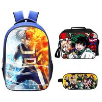 Qushy My Hero Academia Backpack Lunch Box Pencil Case Outdoor School Package (C)