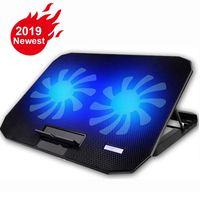 10-15.6" Office Laptop Cooling Pad (Big 2Fans Super Quiet, Double Sides Built-in USB Line, Back Feet Stand) ...