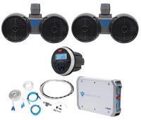 2 Rockville 6.5" 600w Wakeboard Tower Speakers+2-Ch Amp+Bluetooth Receiver