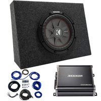 Kicker 43CWRT121 12" CompRT Sub Loaded Truck Box with 43CXA6001 Amp & Wire Kit