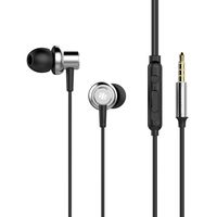 AUDIO EXTRA Angled in-Ear Earphones with MIC & Volume Control 4 ft Cord 3.5mm Audio Jack Clear Powerful Sound AE-A7 (Silver)