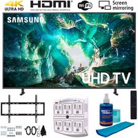 Samsung UN55RU8000 55" RU8000 LED Smart 4K UHD TV (2019) w/Deco Mount Slim Flat Wall Mount Ultimate Bundle, Screen Cleaner (Large Bottle) and SurgePro 6-Outlet Surge Adapter w/Night Light