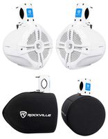 Pair Rockville RWB65W 6.5" Black 250 Watt Marine Wakeboard Tower Speakers+Covers