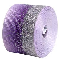 Glitter Fabric Grosgrain Ribbon 1-1/2" x 5 Yards for Making Hair Bow DIY Headband Dressing Arts Sewing Birthday Party Events Bridal Shower, Wedding Events (Purple)