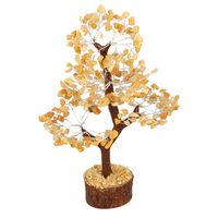 FASHIONZAADI Yellow Aventurine Feng Shui Bonsai Gemstone Tree Healing Crystals Money Trees Natural Stone Home Office Table Décor Health Prosperity Size 10-12 inch (Silver Wire)