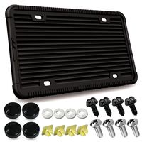 License Plate Frame - Silicone Black License Plate Frame Cover Front/Rear Tag Holder Rust-Proof Rattle-Proof Weather-Proof with Bumper Plates Stainless Steel Screws, Screw Caps for Car License Plate