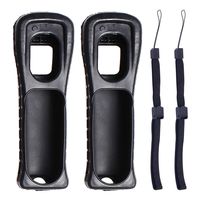 Jadebones 2X Black Silicone Skin Case Cover with Wrist Strap for Nintendo Wii Remote Controller