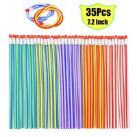 35 PCS Multicolored Striped Magic Pencil With Eraser, Soft Bendy Pencils,Magic Flexible Pencil