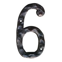 NACH, JS-RUSTICNUMBER Rustic Hammered Solid Cast Iron House Numbers, #6, Black, 5.5 Inches
