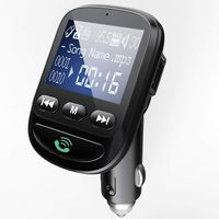 Bluetooth Transmitter,QC3.0 Wireless Bluetooth Car Kit Adapter for Car Hands Free,Dual USB Ports, 7 Color LED Car Voltage, Play TF Card/USB Flash Drive