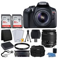 Canon EOS Rebel T6 Digital SLR Camera + Canon 18-55mm EF-S Lens + 64GB Memory Card + 58mm UV Filters + Extra Battery + USB Card Reader + Photo4Less DC59 Gadget Bag + Screen Protectors - Deluxe Bundle