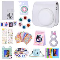 Bsuuy Instax Mini 9 Camera Accessories for FujiFilm Instax Mini 9 8 8+ Camera with Mini 9 Case/Album/Selfie Lens/Filters/Wall Hang Frames/Camera Sticker/Shoulder Strap （12 in 1 Smoked White）