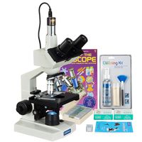 OMAX 40X-2500X LED Trinocular Microscope + 1.3MP Camera + Prepared & Blank Slides + Lens Paper + Book