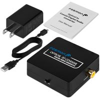 Fosmon Digital Audio Converter, Optical Toslink to Coaxial Adapter with 5V USB AC Adapter & Mini USB Cable (Black)
