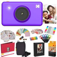 Kodak Mini Shot Instant Camera (Purple) All-in-Bundle + Paper (20 Sheets) + Deluxe Case + Photo Album + 7 Unique Sticker Sets + Markers + Scissors + Border Stickers and So Much More
