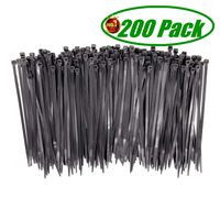Wide Strong Heavy Duty 200 Pcs Black Cable Ties 8 Inch, Premium Upgrade Durable 75 LBS Strength, UV Resistant Nylon Self-Locking Zip Ties by HAODE FASHION