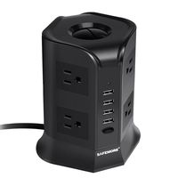 SAFEMORE Smart Power Plug Surge Protector Power Strip Tower 8-Outlet 4-USB Desktop Charging Station Multiple Plug Outlets with 6.5ft/2M Long Power Cord 110V Outlet Tower (Black)