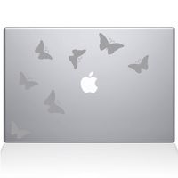 The Decal Guru 1029-MAC-12M-S Butterflies Decal Vinyl Sticker, 12" Macbook, Silver
