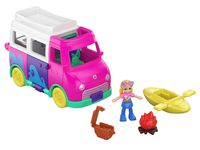 Pollyville Transforming Camper Van with Play Areas, Micro Doll, Accessories