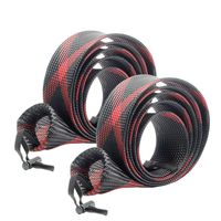 SF Fishing Casting Rod Socks Braided Mesh Rod Sleeve Cover Protector Pole Gloves (Black/Red/2PCS)