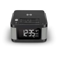iLive Platinum Bluetooth Alarm Clock Radio with Charging Pad, 6.1 x 6.1 x 3.7 Inches, Includes Fast Charge AC/DC Power Adapter, Black (ICQ988B)