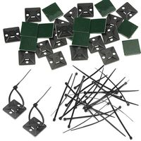 XLX 100PCS Self-Adhesive Cable Mount Bases Cable Tie Holders for Cable Wire Tubing with 100pcs White Flexible Zip Ties (Black)