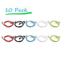 SlickTek 10 Pack Multi-Color Headphone Earbuds - Bulk 3.5mm Earphones with Comfortable Silicone Ear-Bud Tip