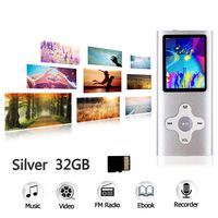 Ploveyy MP3 Player MP4 Player Including a 32GB Micro SD Card,extensible 64 GB,Mini USB Port 1.8 LCD, with Photo Viewer, E-Book Reader, Voice Recorder & FM Radio,Video/Media/Music Player (32G-Sliver)
