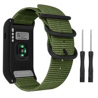 MoKo Watch Band for Garmin Vivoactive HR, Fine Woven Nylon Adjustable Replacement Strap with Metal Buckle for Garmin Vivoactive HR Sports GPS Smart Watch - Army Green