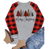 Winsummer Women O Neck Christmas Tree Graphic Tees Blouse Long Raglan Sleeve Baseball T Shirt Top