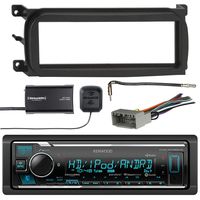 Kenwood In-Dash Stereo Receiver, Bluetooth, with Sirius Radio Tuner, Metra Dash Kit For Chry/Dodge/Jeep 98-UP, Metra Chrysler 2002 Antenna Adapter Cable & Metra Radio Wiring Harness For Chrysler 02-Up