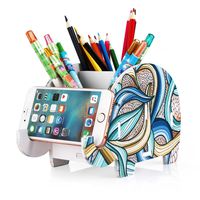 COOLBROS Elephant Pencil Holder with Phone Holder Desk Organizer Desktop Pen Pencil Mobile Phone Bracket Stand Storage Pot Holder Container Stationery Box Organizer (Indian elephan)