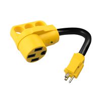 RVGUARD RV Dogbone Electrical Adapter Cord 15 Amp Male to 50 Amp Female with Lighting, 12 INCH