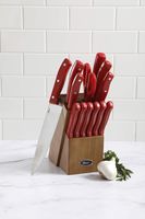 Oster 81011.14 Evansville 14 Piece Stainless Steel Cutlery Block Set, Red Handles