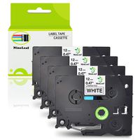 NineLeaf 4 Pack TZe TZ 231 TZe231 TZ231 Laminated Label Tape Compatible for Brother P-Touch PT-1000 PT-1010R PT-2030VP PT-2430PC PT-D600VP PT-E100 PT-H110 PT-D210 PT-D400-12mm x 8m Black on White