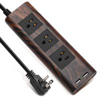 Surge Protector Power Strip 9.8ft Extension Cord 3 Outlet 2 USB Wood Grain Desktop Charger Fire-Retardant with Fastening Cable Tie for iPhone iPad Computer SUPERDANNY