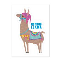 No Prob-Llama | Funny Llama Sticker/Decal for car, Water Bottle, Notebook, Tablet or Mobile Phone | Size: w 4 inches | Color: Pink and Turquoise
