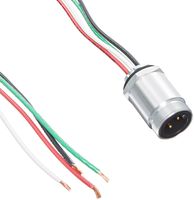 Brad CR4006A30M005 Power Trunk/Feeder Receptacle, Male, 4 Pole, 1/2"-14 NPT Mounting Thread Size, THHN Cable Type, 10AWG Wire Size, 25.0A Max Current Rating, 600V AC/DC Max Voltage, 0.50m Cable Length, Front Panel Mount, Single Keyway (Pack of 4)