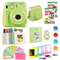 Fujifilm Instax Mini 9 Instant Camera(Certified Refurbished) + Fuji Instax Film (40 Sheets) + Carrying Case, Photo Album, Stickers, Close Up Lens + More (Lime Green)