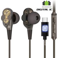 USB C Earbuds Headphones，VIMVIP Dual Dynamic Drivers Hi-Fi Digital Type C Earphones in-Ear Headset for Pixel 2/2XL,HTC U11/U12+,LG V30,Moto Z2,Huawei Mate 10/10 Pro/P20,New MacBook (Gray)