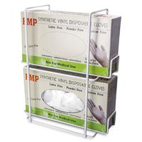 Double Glove Dispenser Wall Mount - 2 Wire Rack Tissue Napkin Gloves Box Holder, Durable Metal Paper Towels Organizer for Commercial Food Service, Lab, Medical Office, Home, Toilet Bathroom, Garage