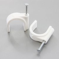 100 Round 1 Inches (25 mm) Cable Wire Clips Cable Management Cord Tie Holder Coaxial Nail in Clamps Tacks