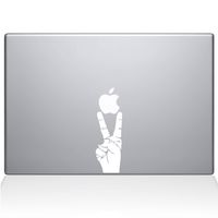 The Decal Guru Peace Sign Hand MacBook Decal Vinyl Sticker - 12" MacBook - White (1147-MAC-12M-W)