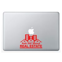 Crazy4Decals Ask ME About Real Estate Decal Vinyl Sticker for Laptop Notebook MacBook Air/Pro Dell HP Walls Windows, Computers, Water Bottles and More (Red / 8")