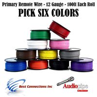 12 GA GAUGE 100 FT SPOOLS PRIMARY AUTO REMOTE POWER GROUND WIRE CABLE (6 ROLLS)